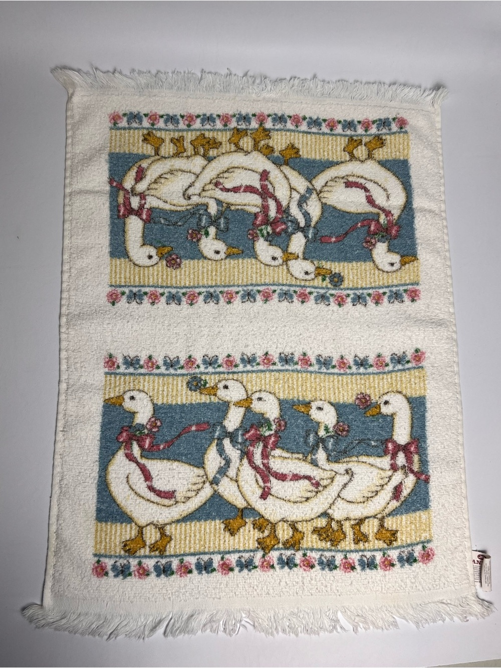 Lot of 3 VTG Cannon 80s Country Geese Goose Rag Towel Fringe READ Cottage Core - Picture 11 of 13